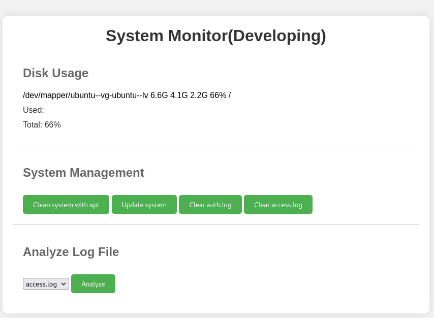 System Monitoring Page